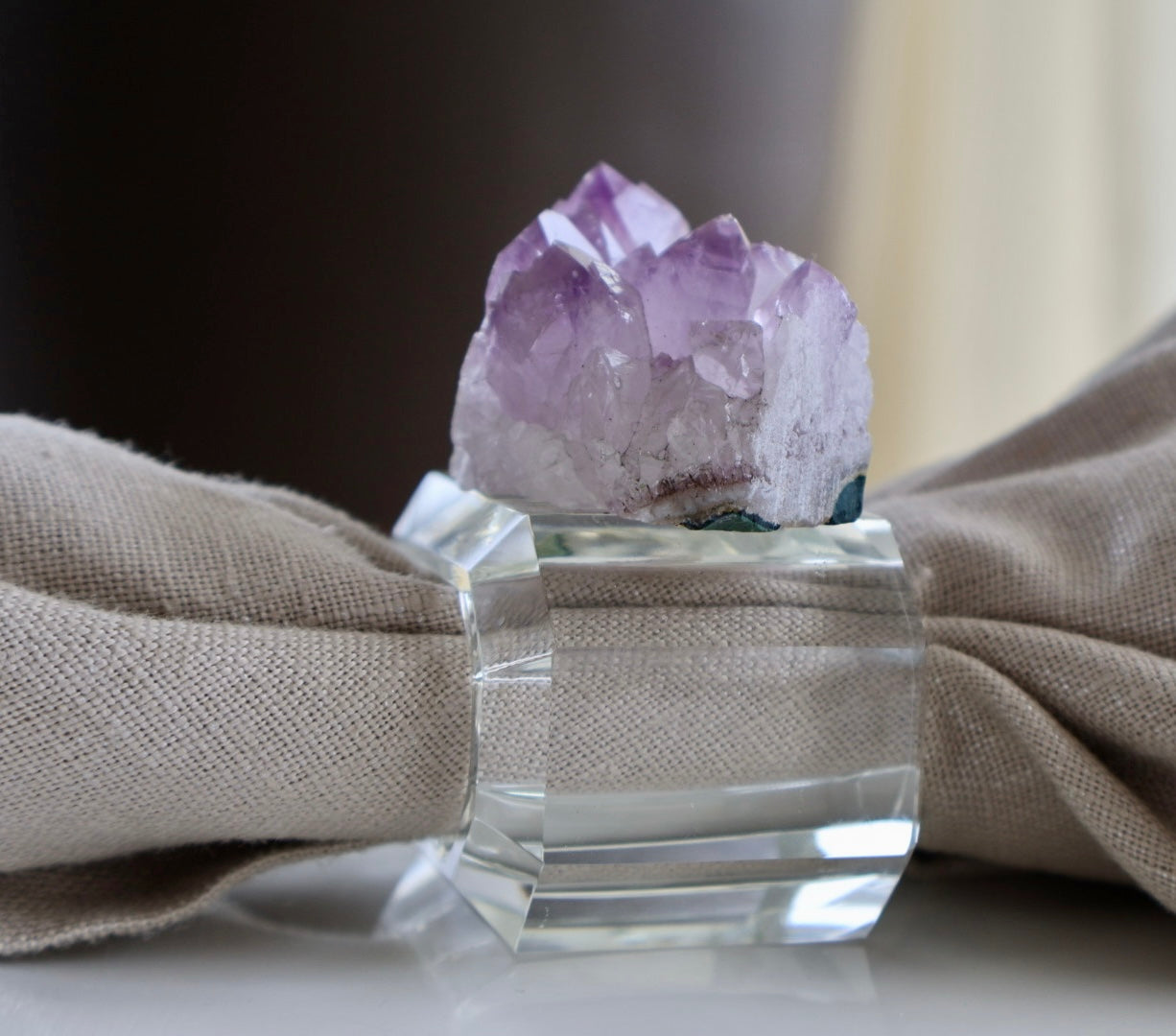 Brazilian Amethyst Cluster Crystal Napkin Ring / Set of 4