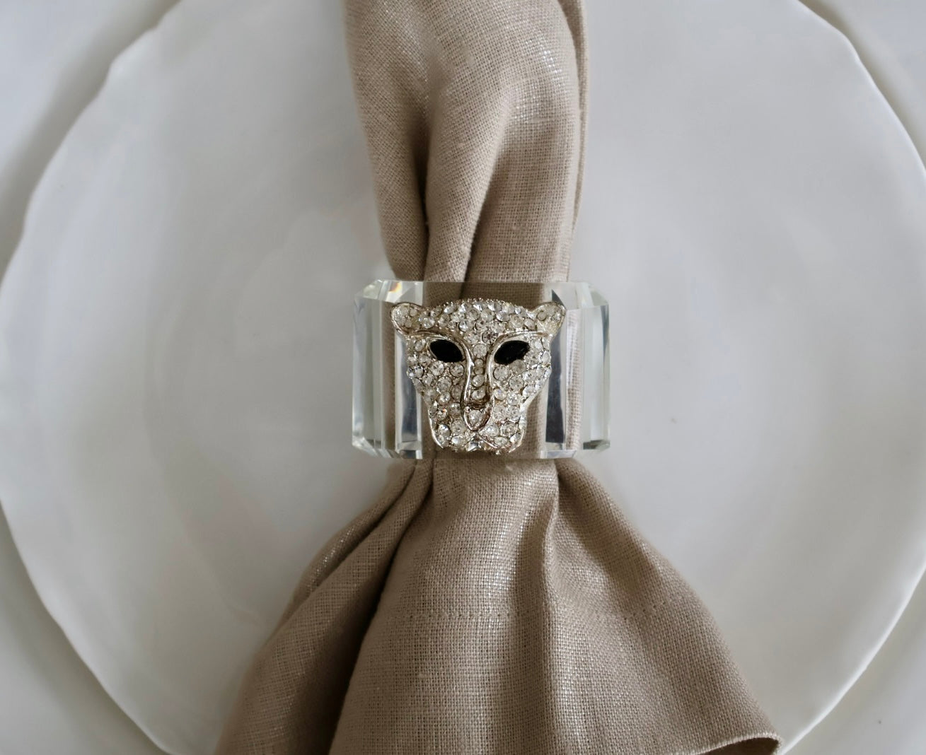 Rhinestone Jaguar Crystal Napkin Ring / Set of 4