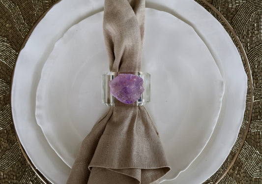 Amethyst Quartz Crystal Napkin Ring / Set of 4
