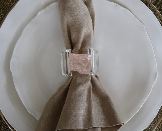 Rose Quartz Crystal Napkin Ring / Set of 4