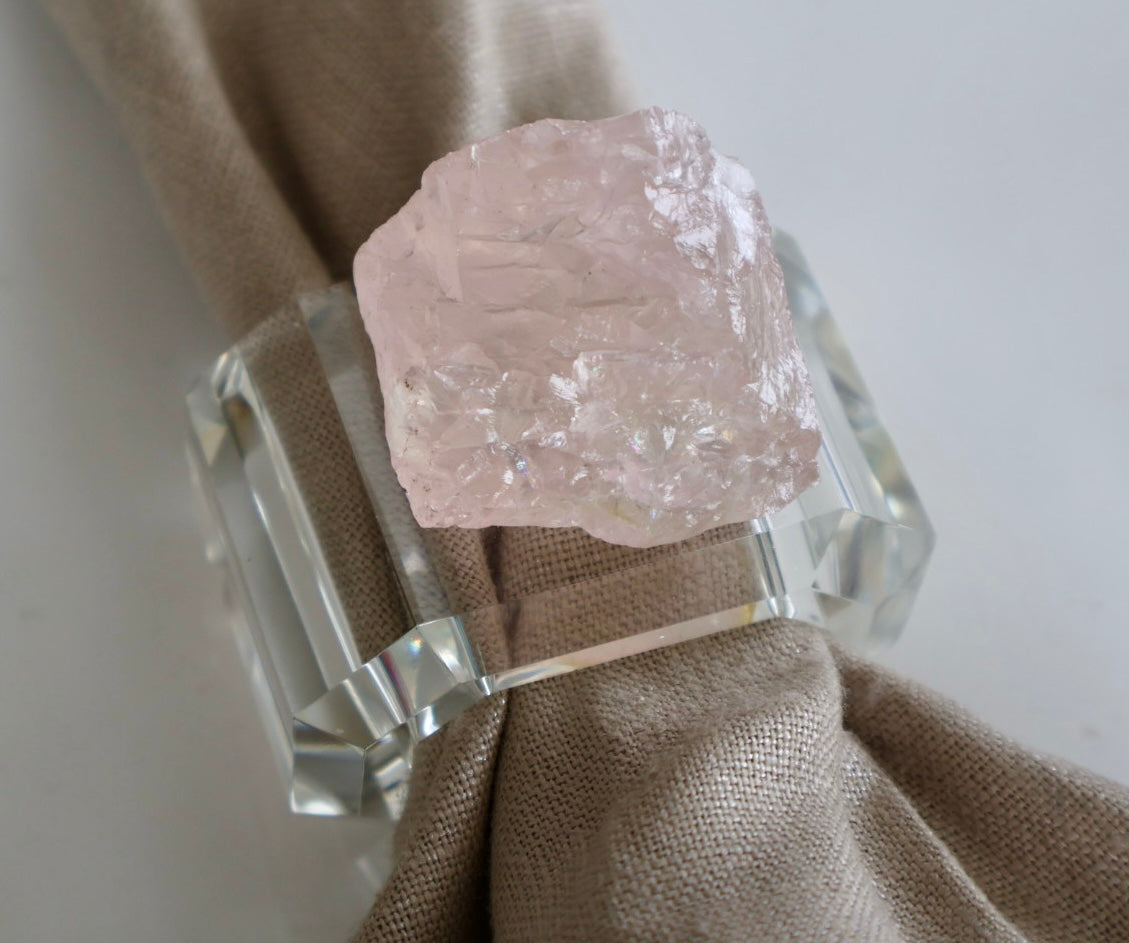 Rose Quartz Crystal Napkin Ring / Set of 4