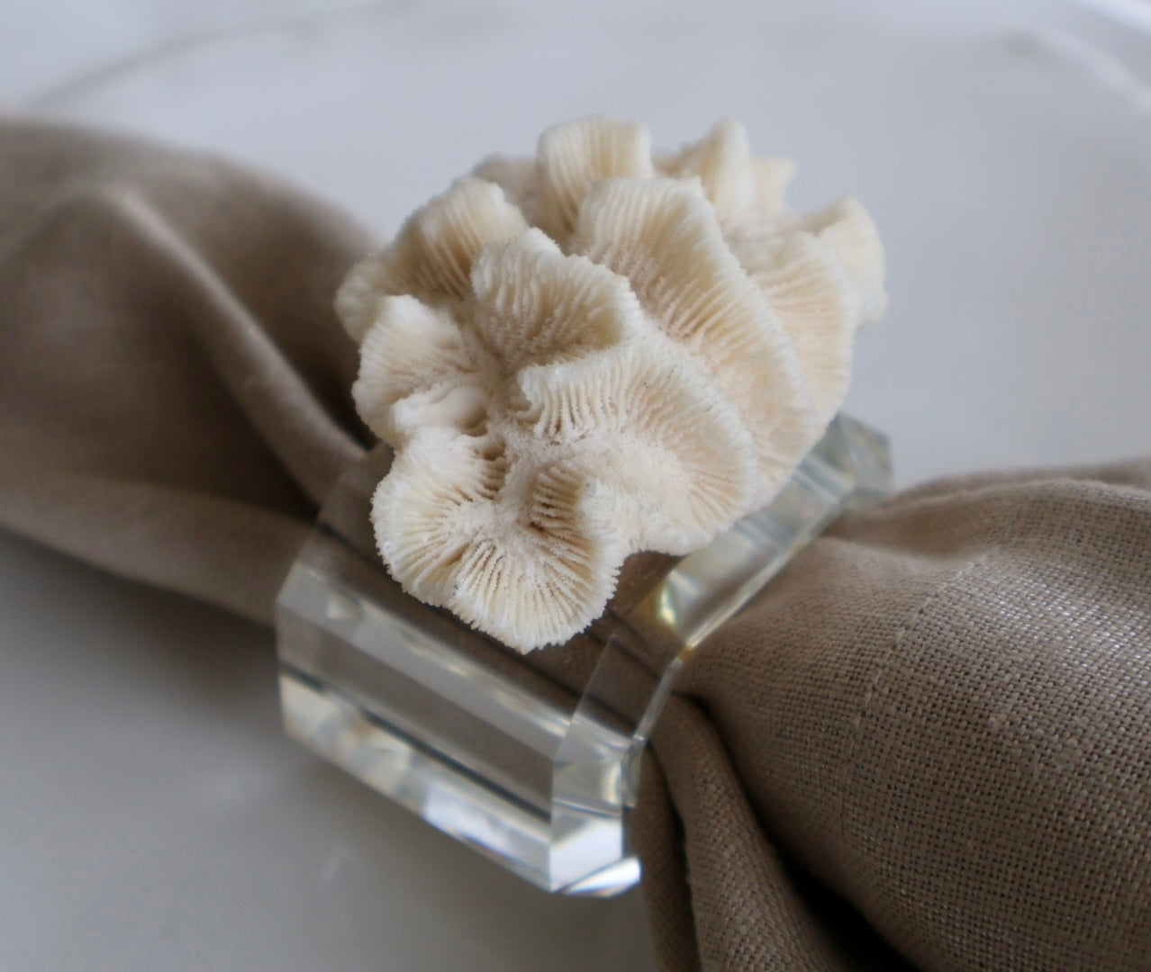 Coral Cluster Crystal Napkin Ring / Set of 4