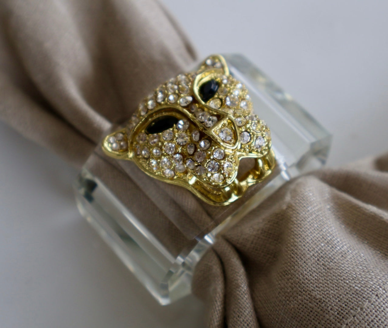 Rhinestone Jaguar Crystal Napkin Ring / Set of 4
