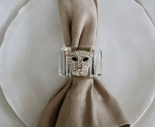 Rhinestone Jaguar Crystal Napkin Ring / Set of 4