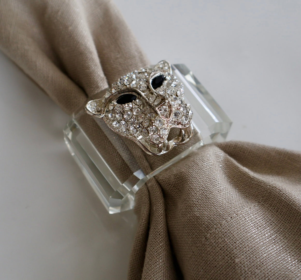 Rhinestone Jaguar Crystal Napkin Ring / Set of 4