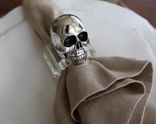 Silver Skull Crystal Napkin Ring / Set of 4