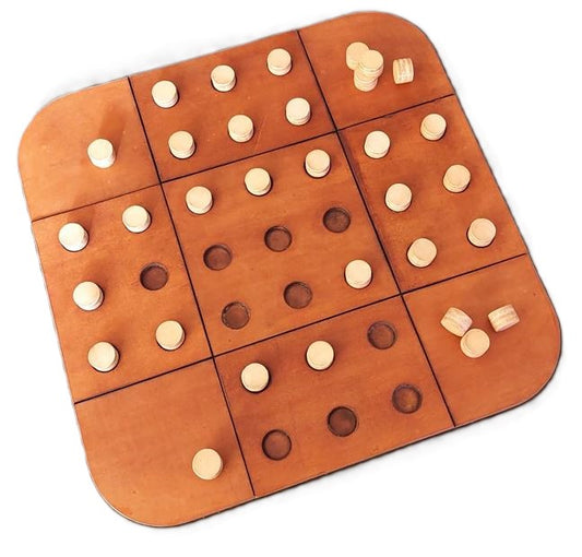 WOODEN SOLITAIRE LEATHER GAME
